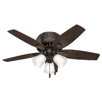 Hunter Fan Co Newsome Low Profile with 3-Light Kit 42in Premier Bronze Fan in Newsome 51078 Brown Blade Material: MDF