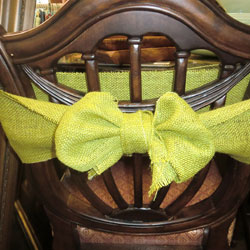 burlap chair bow - holiday decorating