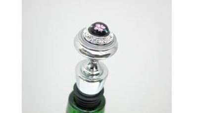 Classic Legacy Black Flower Cabochon Bottle Stopper 