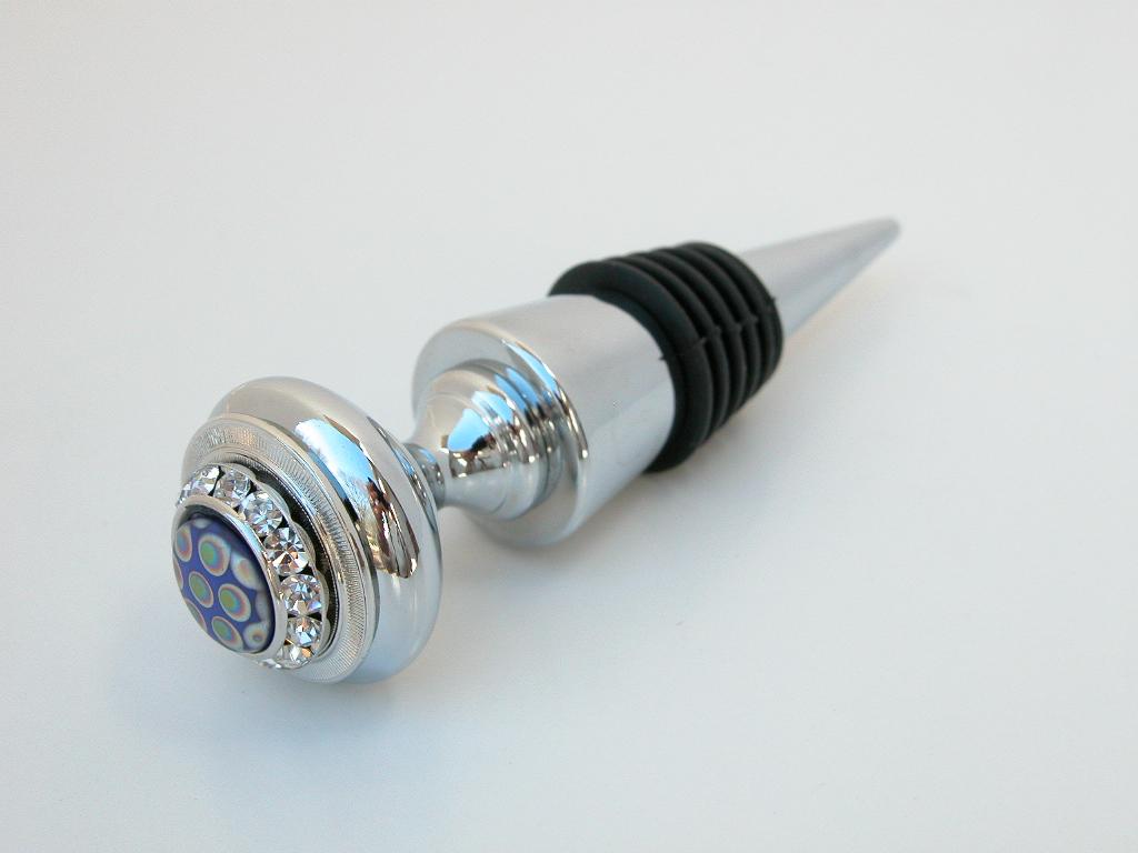 Classic Legacy Blue Italian Peacock Crystal Stopper 