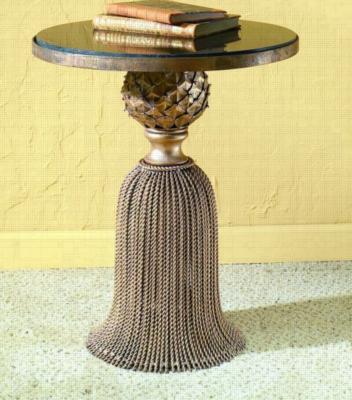 Dr  Livingstone Antique Gold Twisted Tassel Table with Black Granite Top 