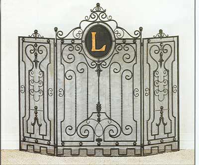 Dr  Livingstone Iron Three Panel Fire Screen with Mesh Backing 