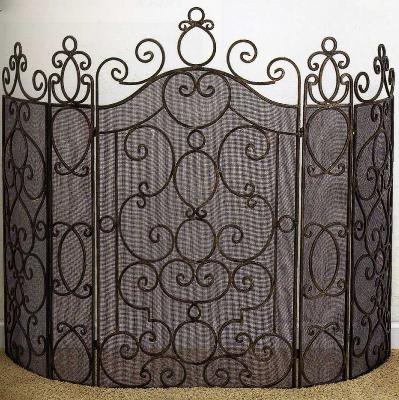 Dr  Livingstone Five Panel Fire Screen Antique Brass