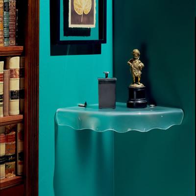 Amore Designs Oyster Corner Glass Wall Shelf 