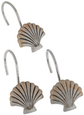 Carnation Home Fashions  Inc Seaside Shower Curtain Hooks Silver