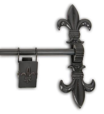 Brass Elegans Fleur de Lis Tapestry Hanger Set Dark Bronze