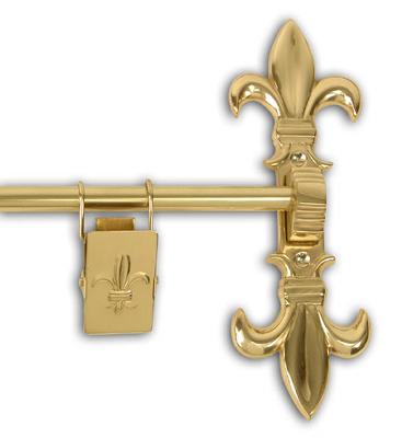 Brass Elegans Fleur de Lis Tapestry Hanger Set Polished Brass