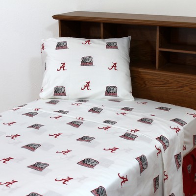 College Covers Alabama Crimson Tide King Sheet Set - White 