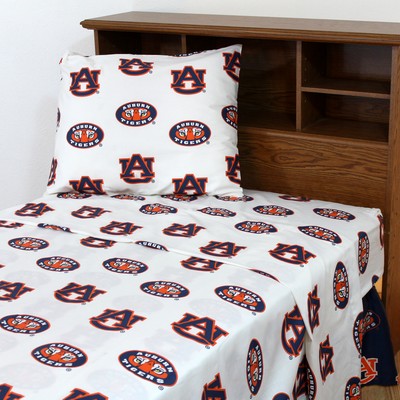 College Covers Auburn Tigers Sheet Set - White 