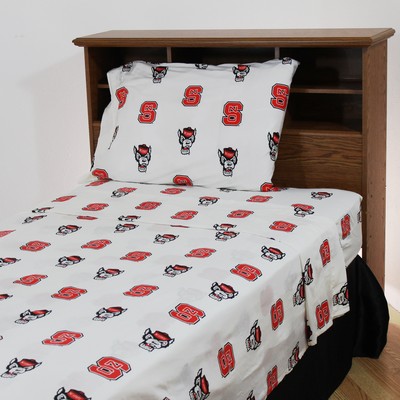 College Covers North Carolina State Wolfpack Sheet Set - White 