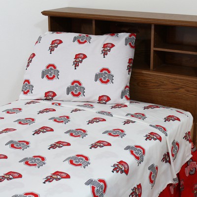 College Covers Ohio State Buckeyes Sheet Set - White 