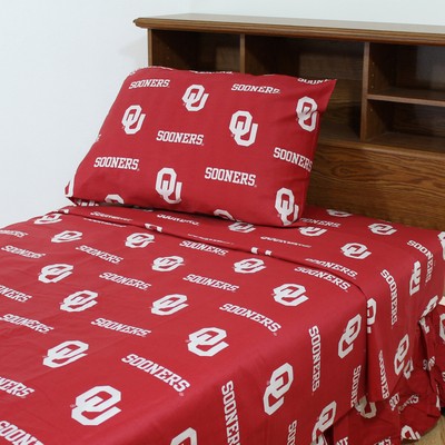 College Covers Oklahoma Sooners Sheet Set - Red 