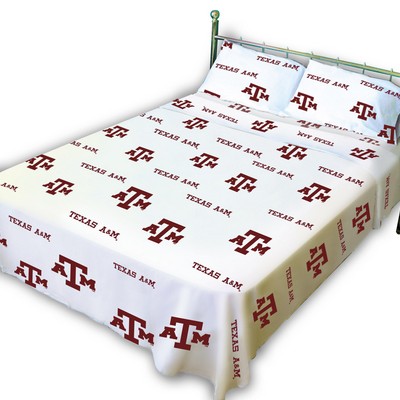 College Covers Texas A&M Aggies Sheet Set - White 