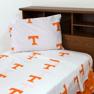 College Covers Tennessee Volunteers Queen Sheet Set - White 