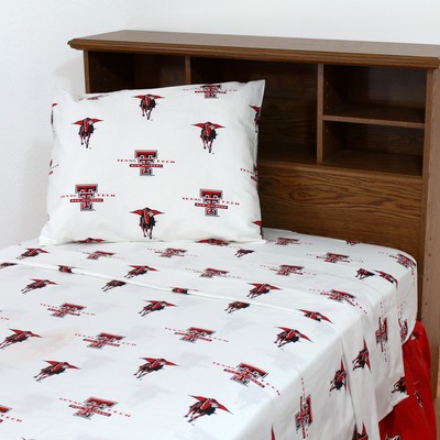 College Covers Texas Tech Red Raiders Sheet Set - White 