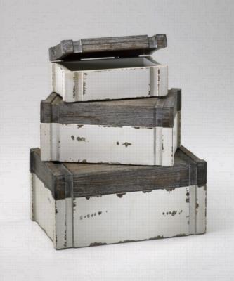 Cyan Design Alder Boxes Set Distressed White and Gray