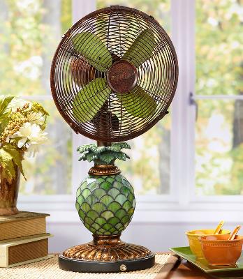 Deco Breeze Mosaic Pineapple Table Top Fan/Lamp 