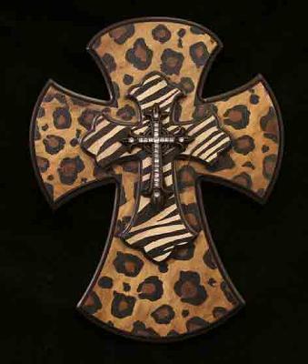 Drake Design Leopard and Zebra Wall Cross 