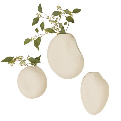 Global Views Pebble Wall Vases Ivory