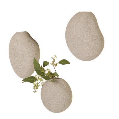 Global Views Pebble Wall Vases Gray