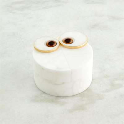 Global Views Owl Box Alabaster