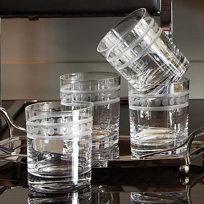 Global Views Double Old Fashioned 2 Band Drinking Glasses Set of 6 