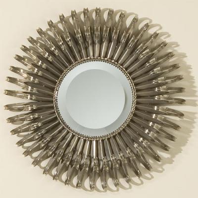Global Views Sm Round Nickel Sunburst Mirror 