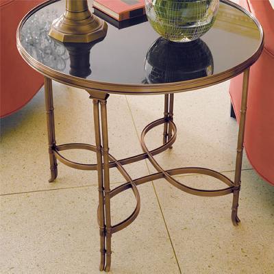 Global Views Double Bamboo Leg Table Brass/Black Granite