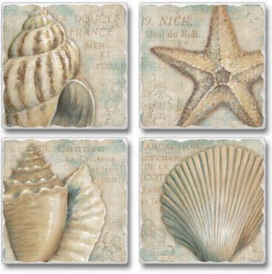 Highland Graphics A La Plage Shells Coaster Set 
