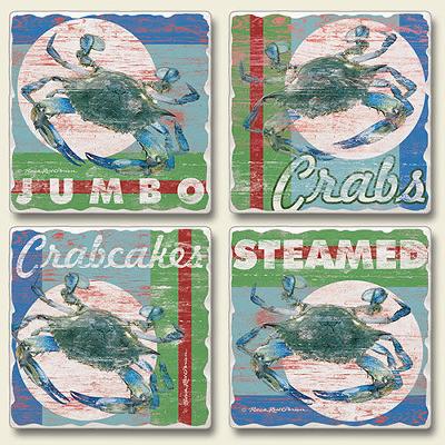 Highland Graphics Jumbo Crabs Square Coaster Set 
