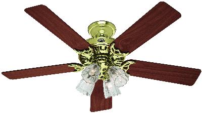 Hunter Fan Co Studio Hunter Bright Brass Ceiling Fan 