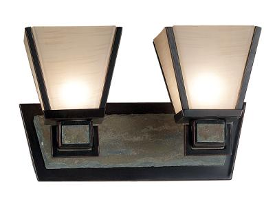 Kenroy Clean Slate 2-Light Vanity Oil Rubbed Bronze Finish with Natural Slate