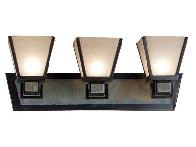 Kenroy Clean Slate 3-Light Vanity Oil Rubbed Bronze Finish with Natural Slate