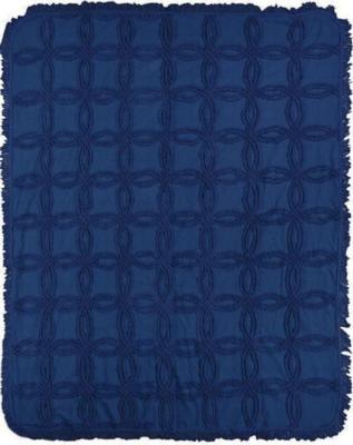 Manual Woodworkers and Weavers  Inc Tufted Cotton Throw Navy 