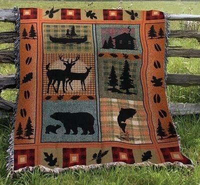 Manual Woodworkers and Weavers  Inc Bear Lodge Tapestry Throw 