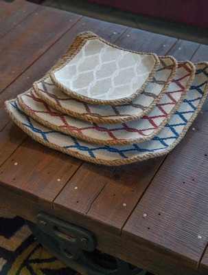Manual Woodworkers and Weavers  Inc Bay Breeze Wood Jute Tray Set 