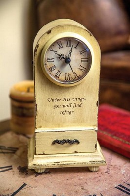 Manual Woodworkers and Weavers  Inc Under His Wings Table Clock Cream 