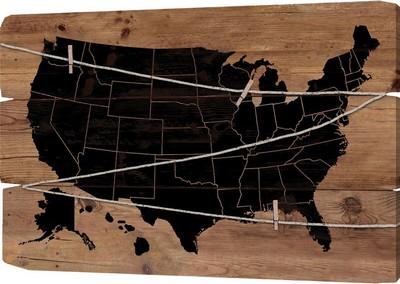Manual Woodworkers and Weavers  Inc Usa Map Note Board 