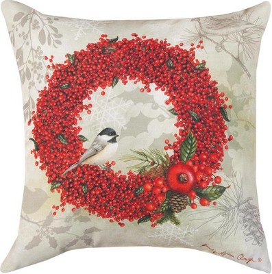 Manual Woodworkers and Weavers  Inc Winterberry In Winter Garden Pillow 