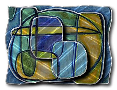 All My Walls Blue Oblong Royal Blue, Sky Blue, Yellow, Green