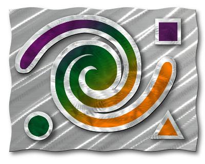 All My Walls Geometric Swirl Green, Violet, Yellow, Silver