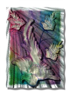 All My Walls Dancing Doves Blue, Green, Magenta, Silver, Purple