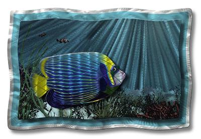 All My Walls Majestic Ocean Fish Blue, Green, Yellow, Black, Silver