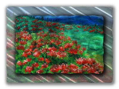 All My Walls Floral Fields Green, Blue, Red, Silver