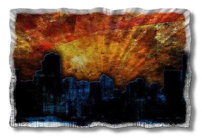 All My Walls Sunrise in the City Orange, Red, Blue, Silver