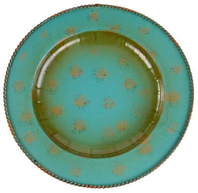 HomeMax Imports Round Turquoise Charger 4PC Set Rustic Turquoise Finish