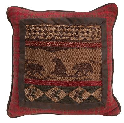 HomeMax Imports Cascade Lodge Bear Scene Pillow 