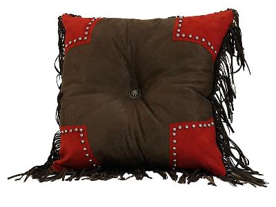 HomeMax Imports Brown Tooled Pillow with Scallop 