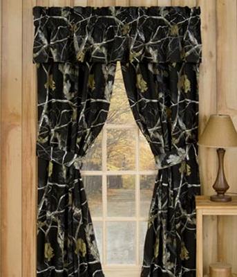Kimlor AP Black and White Camo Rod Pocket Curtains - 42x84 