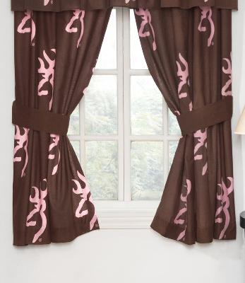 Kimlor Browning Buckmark Pink Rod Pocket Curtains 
